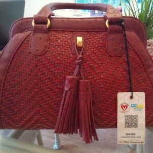 Urban Expressions Woven Vegan Leather Satchel, 14" x 10" x 6"..Now.$37!